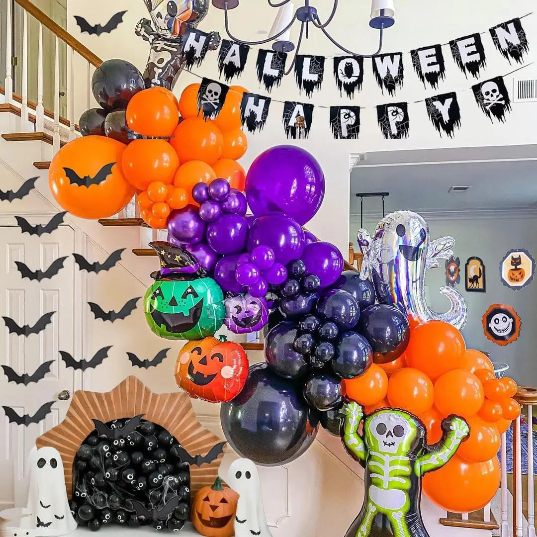 40pcs Halloween Balloons Set 10inch Black and Orange Purple Balloons for Halloween Outdoor Home Yard Backdrop Birthday Party Dec