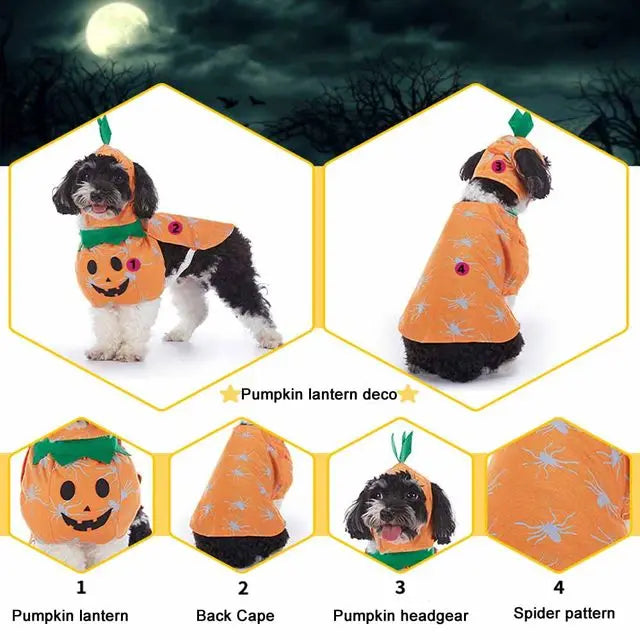 Halloween Pet Costume With Hat Dogs And Cat Cute & Funny Dress-Up Outfit For Party Cosplay Holiday Photos Puppy Kitten Clothing
