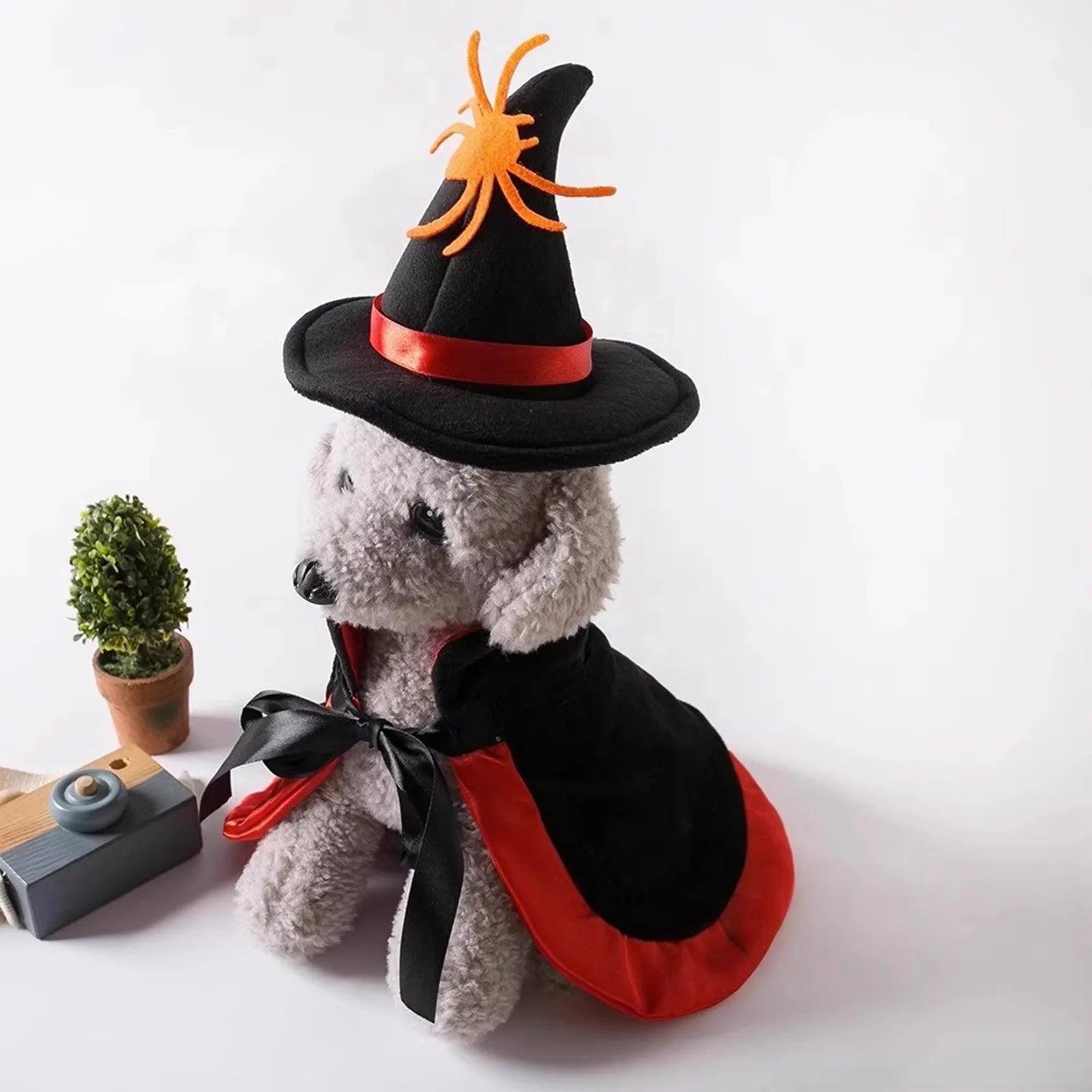 Halloween Pet Costume With Witch Hat Small Dog Cat Party Cosplay Cloak Pet Clothes Accessories Photo Prop Festival Suit