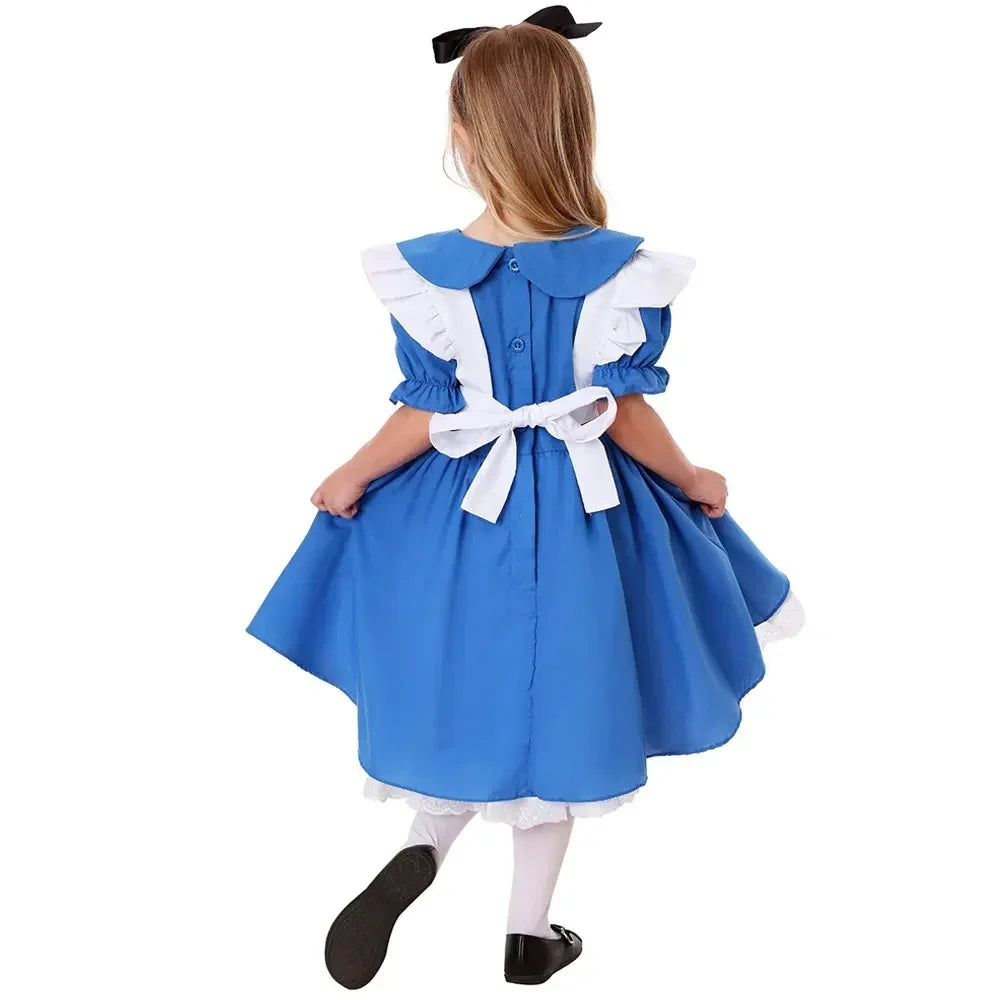 2025halloweenAlice in Wonderland Costume for Girls Kids Fantasias Maid Maid Cosplay Halloween Carnival Party Fancy Dress Up