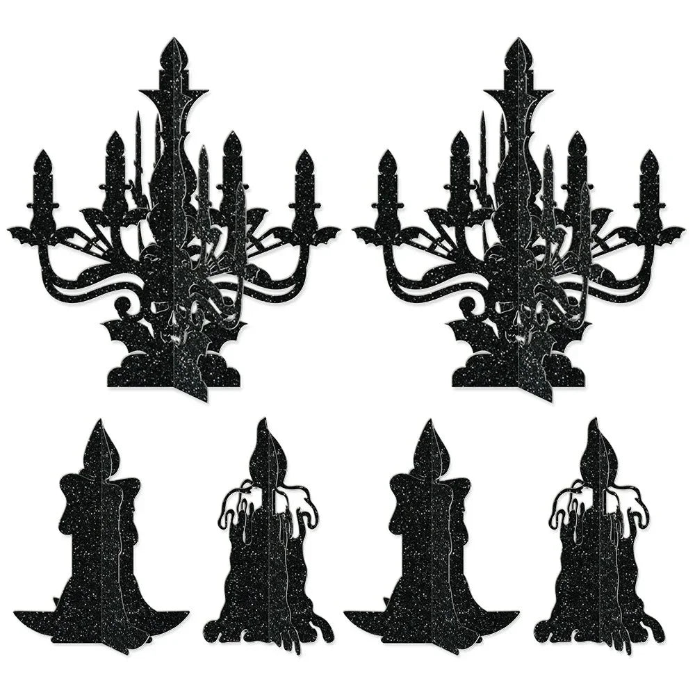 Halloween Decoration 3D Ornament Halloween Party Decoration Candlestick Ornament Ghost House Table Arrangement