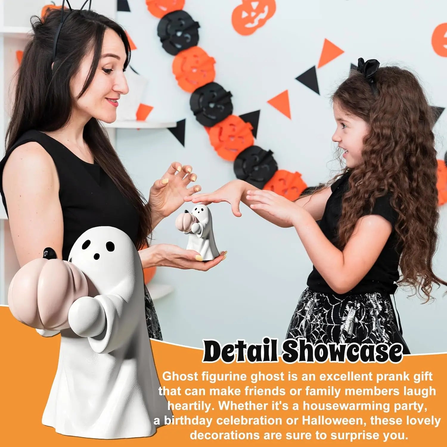 Halloween Cute Ghost Statue Creative  Crafts  Suitable For Party Scene   Home Living Room Bedroom Office Desktop Decoration ﻿