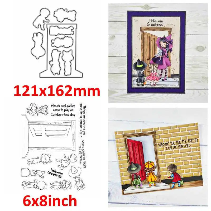 Spooky Tree Tricks No Treats Halloween is Back Metal Cutting Dies/Clear Stamp DIY Card Making Scrapbooking Stencil