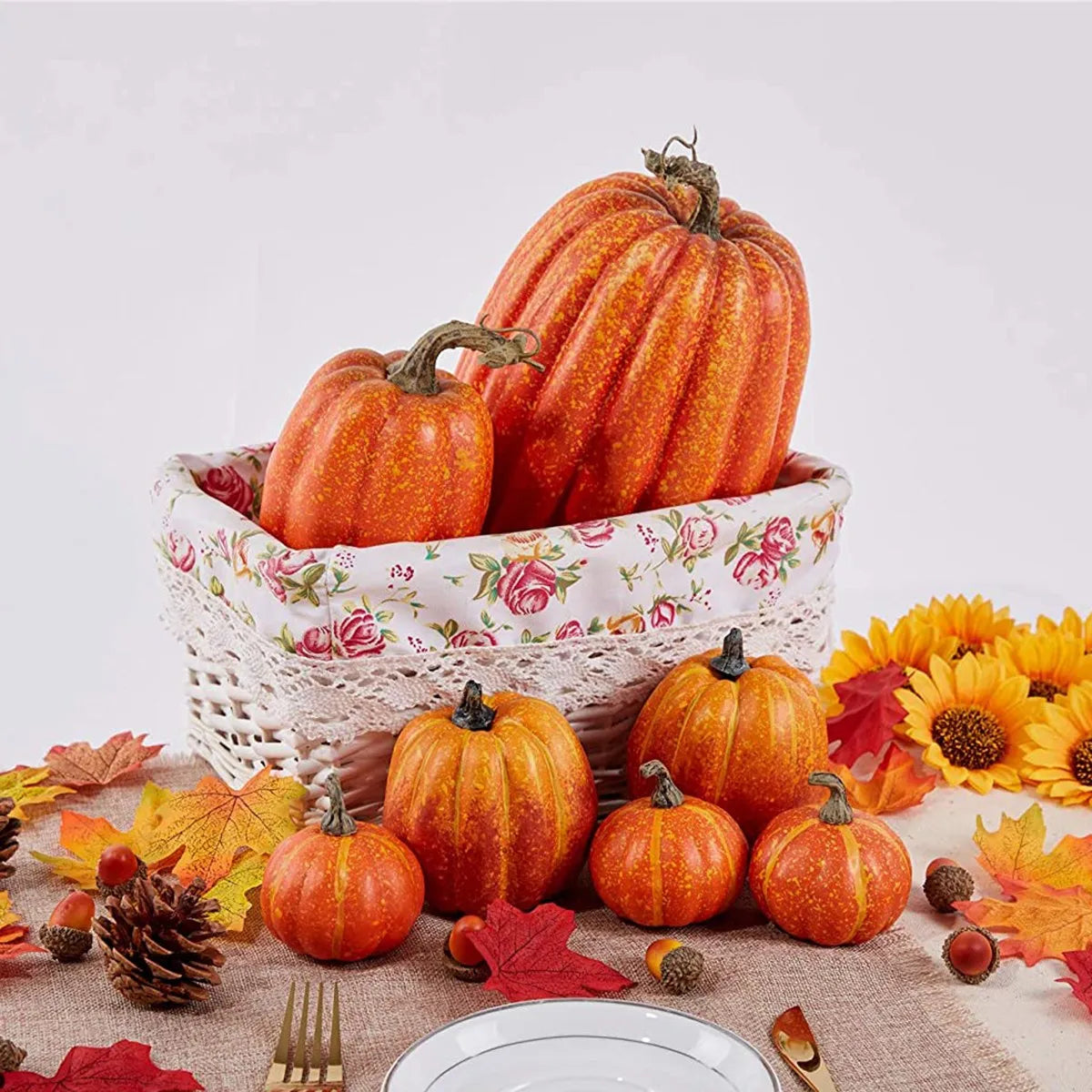 Halloween Thanksgiving Party Props Home Decoration Fruit Artificial Pumpkin Set Decoration Fake Simulation Pumpkin Ornaments