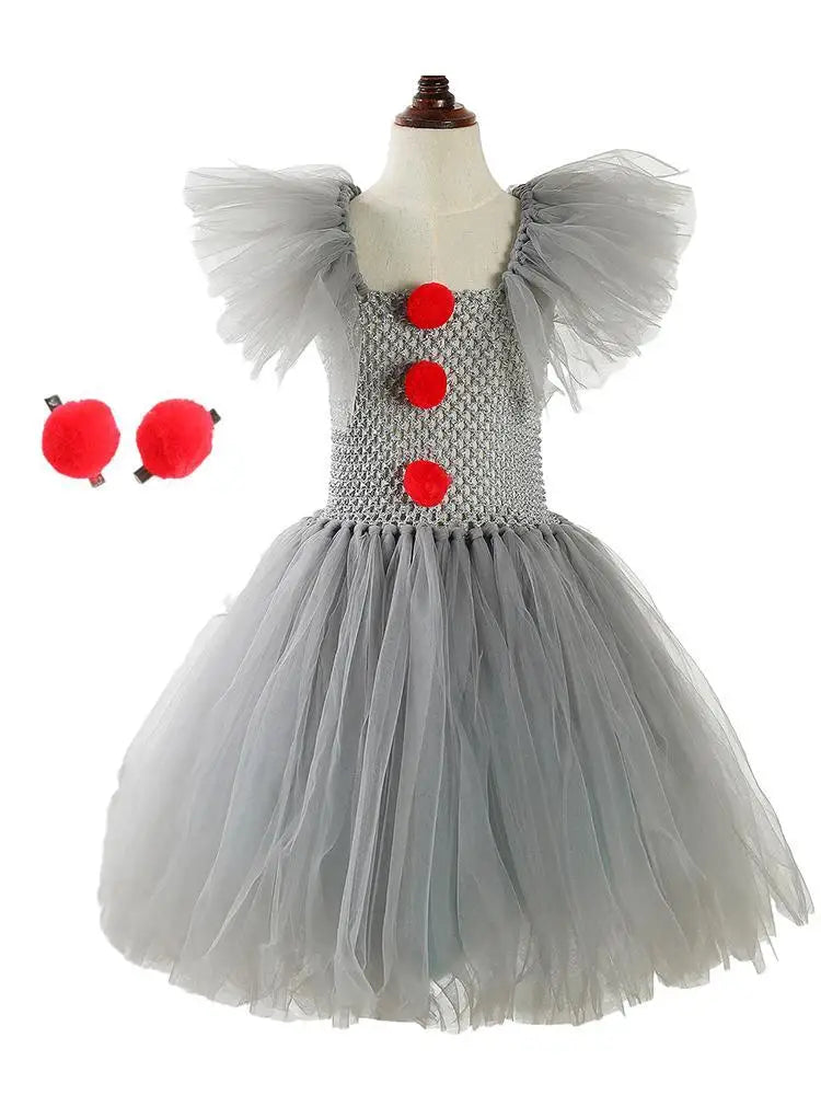 Halloween Clown Costume for Girls Halloween Cosplay Princess Dress Stylish and Cute Costume Props for Parties Daily and Going