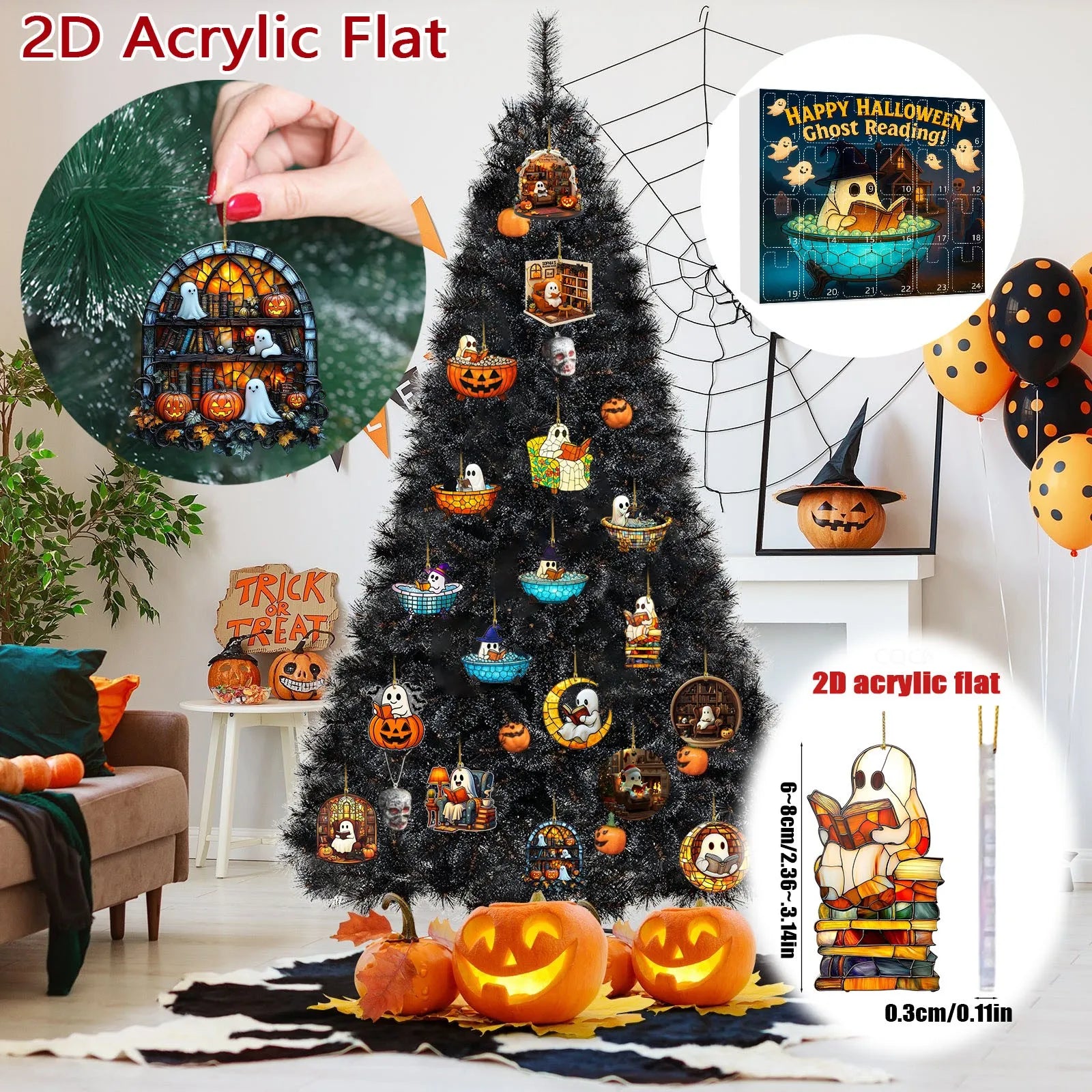 Halloween Ghost Countdown Calendar 2D Hanging Decor Creative Surprise Blind Box Spooky Party Activity Fun Holiday Gift Set