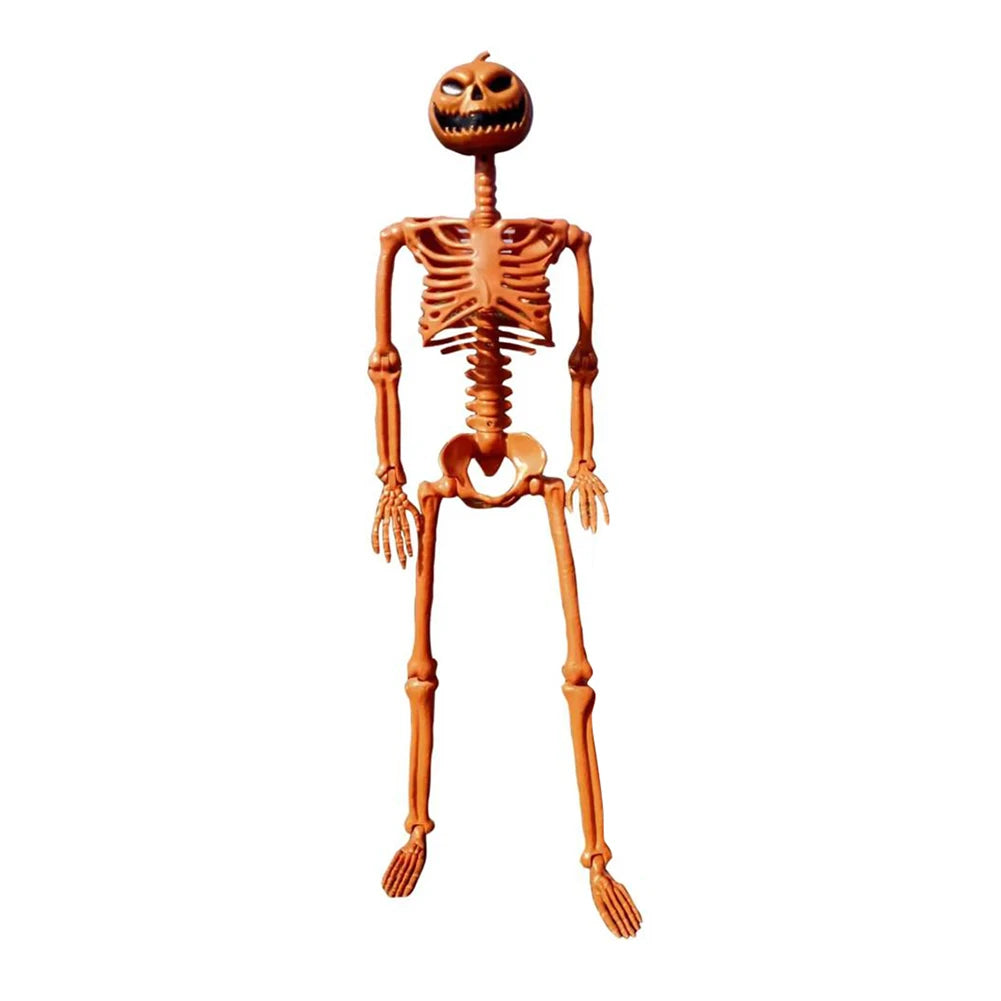 Halloween Pumpkin Skull Human Skeleton 15/35 Inch Stayable Posable Skeletons Skeleton Figurine for Haunted House Party Decor