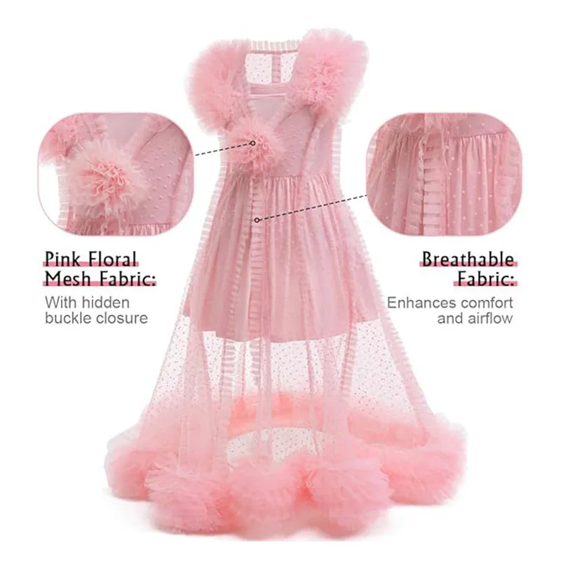 Girls' Halloween Costume Witch Costume Girl Pink Lovely Flower Tulle Princess Dress Birthday Party Carnival Cosplay Dress Up