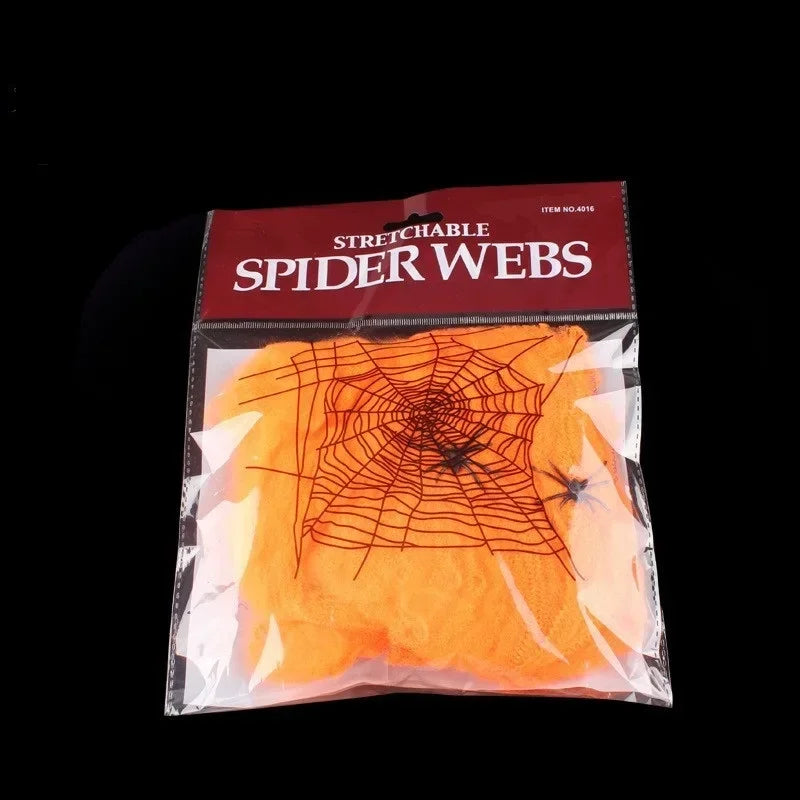 Halloween Decoration: Artificial Super Stretching Spider Web and Fake Spiders, Terrifying Party Scene Decoration