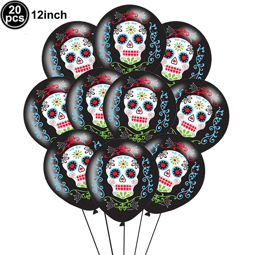 18pcs 12inch Halloween Latex Balloons for Happy Halloween Birthday Party Decoration Orange Black Pumpkin Skull Party Balloons