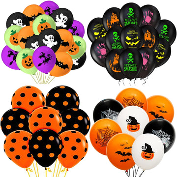 18pcs 12inch Halloween Latex Balloons for Happy Halloween Birthday Party Decoration Orange Black Pumpkin Skull Party Balloons
