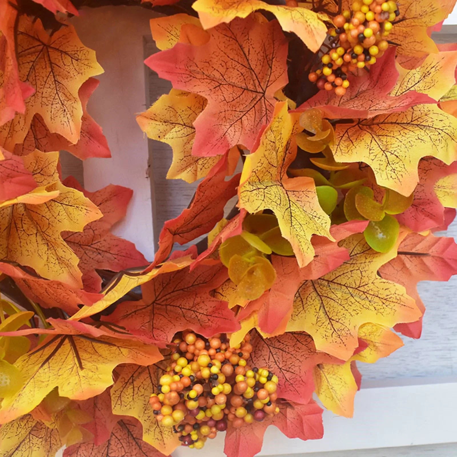 Halloween Decorations Festival Maple Leaf Wreath Pumpkin Wreath Thanksgiving Door Berry Pomegranate Patchwork Ornaments