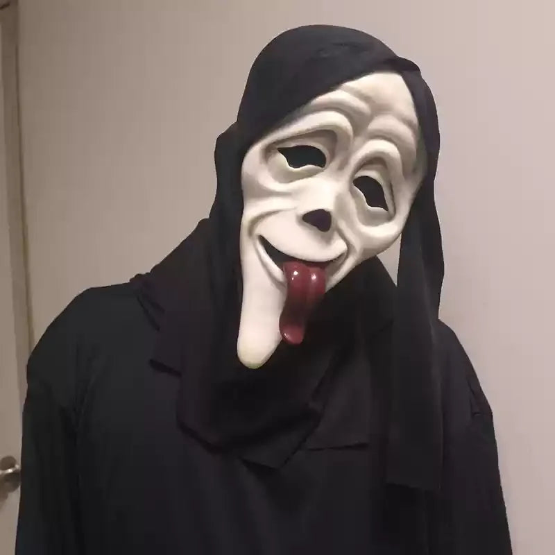 Halloween Ghost Face Mask Horror Death Scream DIY White Shriek Mask Grimace Holiday Dress Up Prank Holiday Halloween Decor Gift