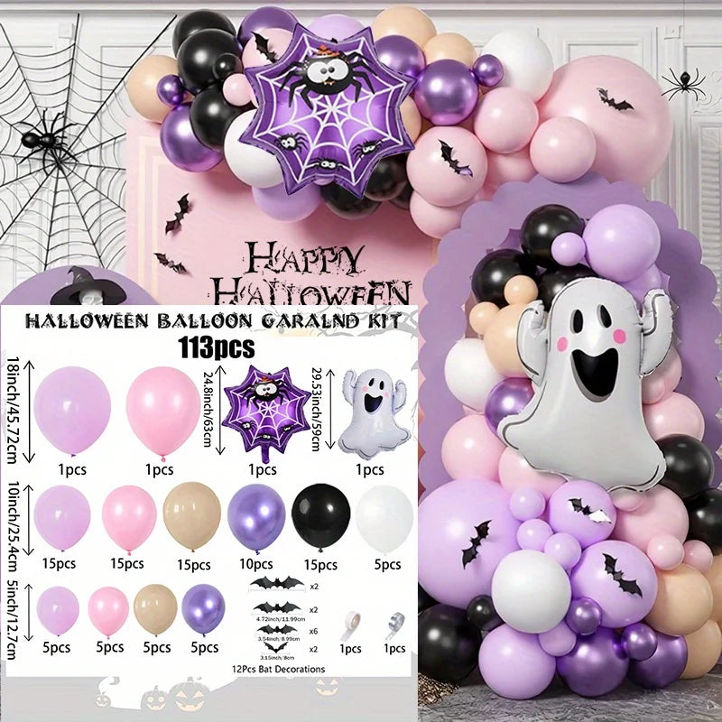 113 Pieces Halloween Balloon Arch Set for Halloween Theme Party Birthday Bash Escape Room and Many Other Occasions