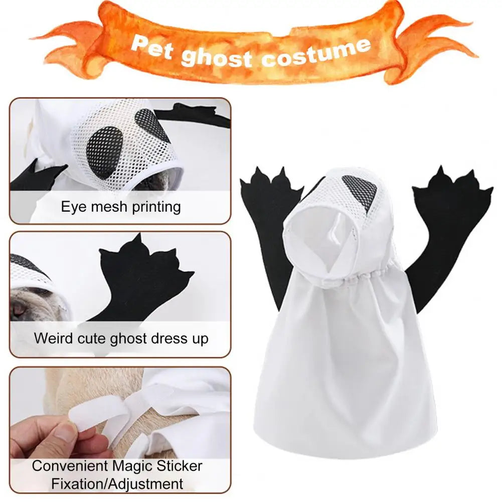 Halloween Dog Ghost Costume Pet Dress Up As A Ghost Outfit for Small Medium Large Dogs Halloween Cosplay Party Cat Ghost Outfit
