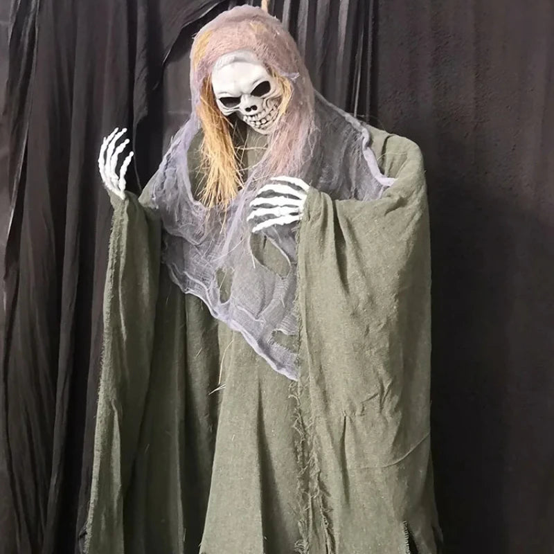 Halloween Horror Props, Ghost, Hanging Skull, Sound Sensor, Haunted House, Escape Room