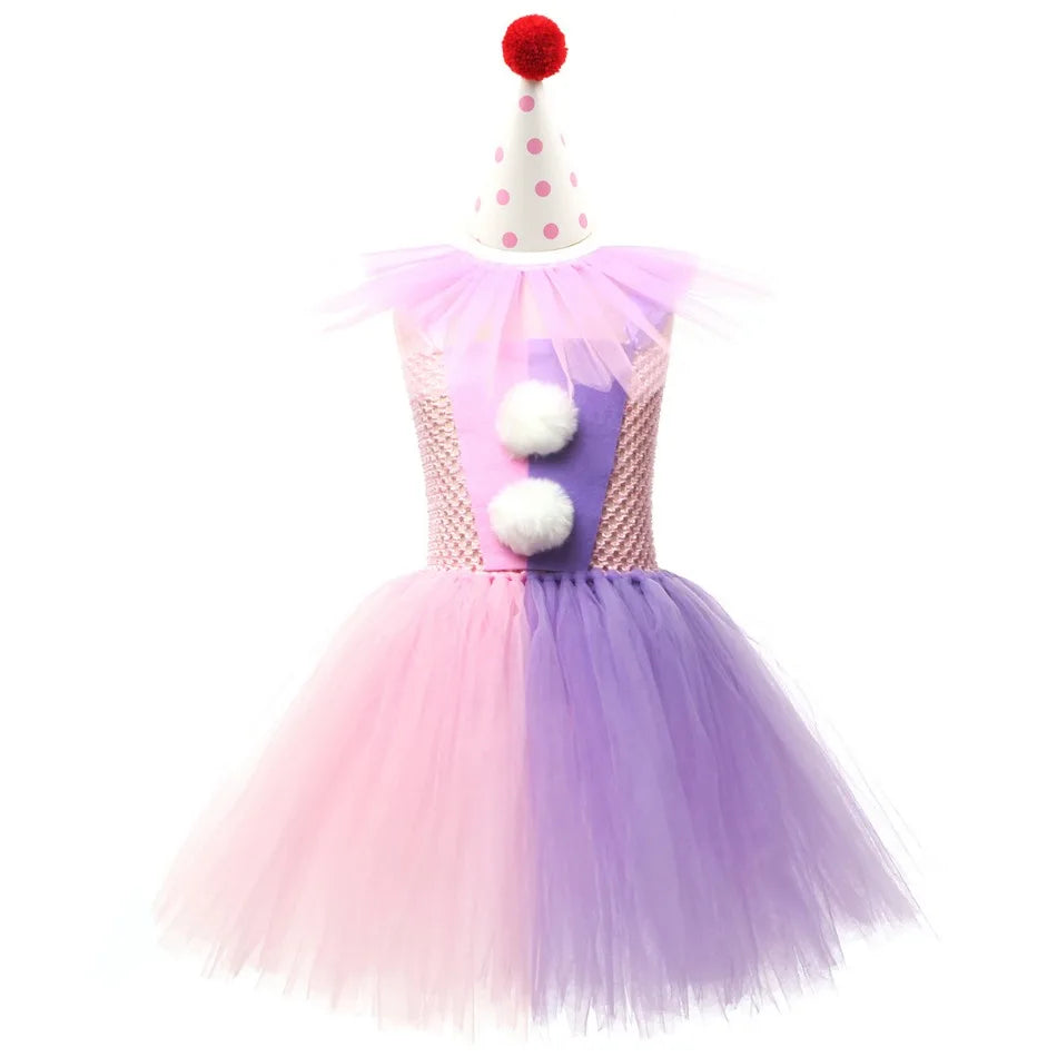 Halloween Costume For Kids Gray Girls Tutu Dress Kids Cosplay Scary Clown Costume Girl Carnival Masquerade Party Dress Up 2-12Y