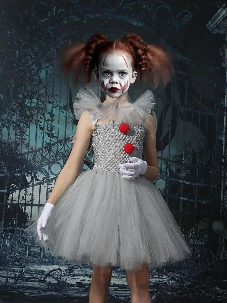 Halloween Clown Costume for Girls Halloween Cosplay Princess Dress Stylish and Cute Costume Props for Parties Daily and Going