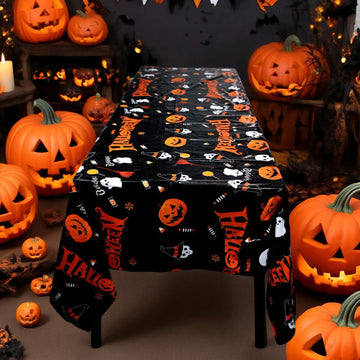 Halloween Portable Decorative Tablecloth Waterproof Table Decor Festival Party Tablecloth Supply Halloween Theme Decor Prop