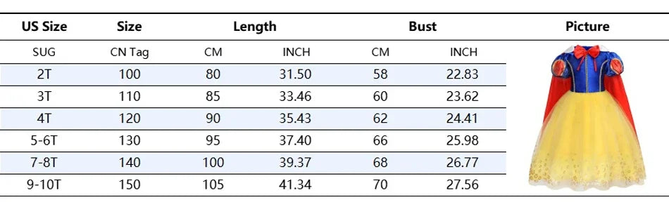 Halloween Costume for Kids New Girls Snow White Vestidos Infantil Menina  Red Cape Mesh Puff Outfits Children's Party Dress