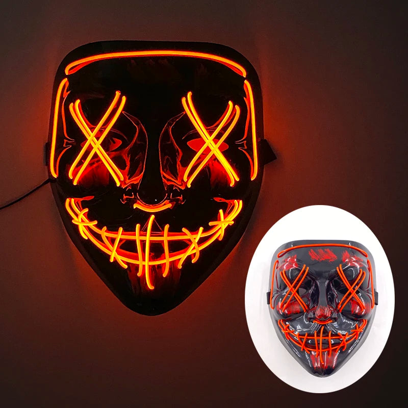 Halloween Masks of Terror Led Face Light Mask Scary Scream Bright Mask for Carnival Halloween Costumes for Men Glow in The Dark