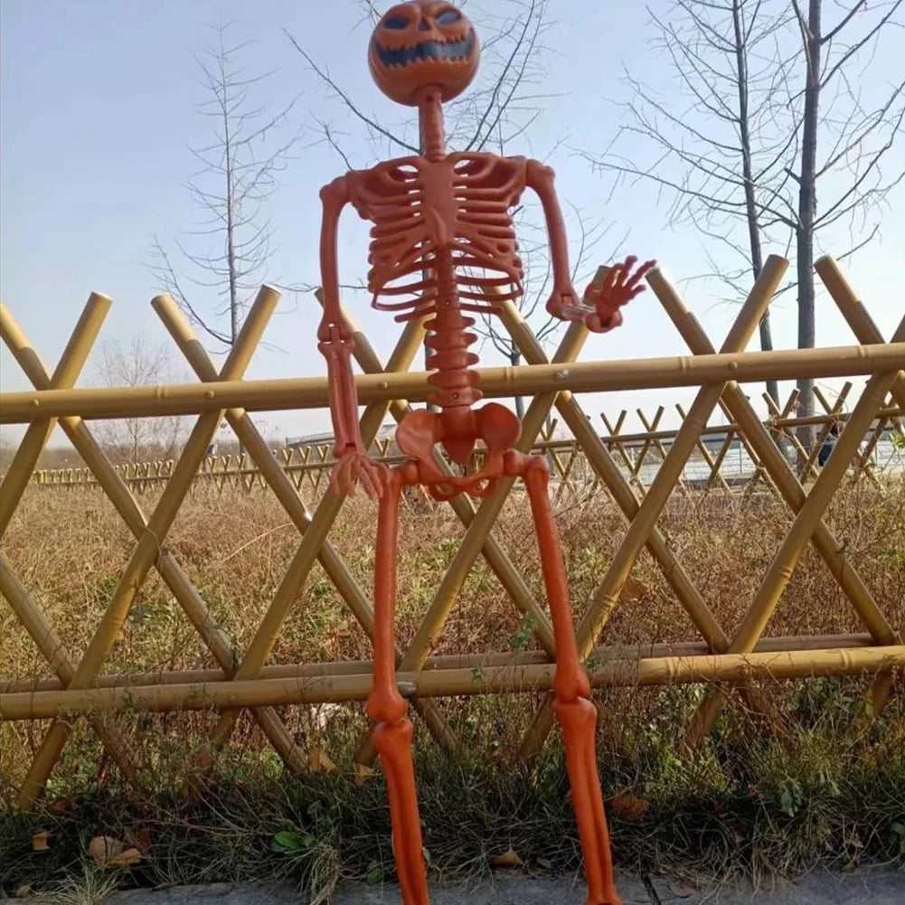 Halloween Pumpkin Skull Human Skeleton 15/35 Inch Stayable Posable Skeletons Skeleton Figurine for Haunted House Party Decor