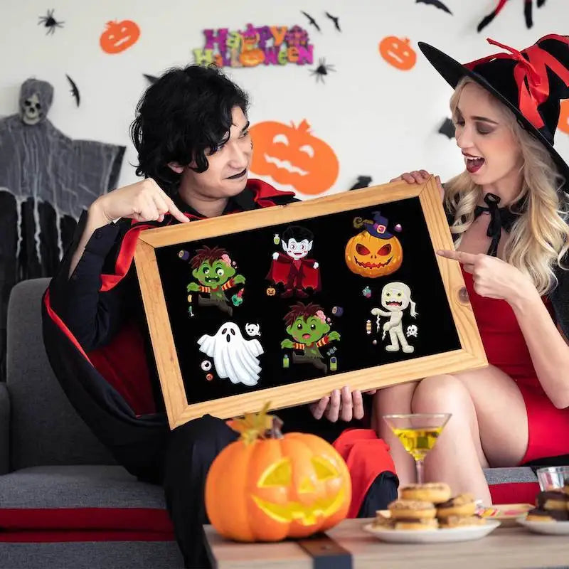 Halloween Party Games Stickers for Kids Make A Pumpkin/Skeleton/Ghost/Witch/Zombie/Mummy Face Stickers Children Party Gifts Toys