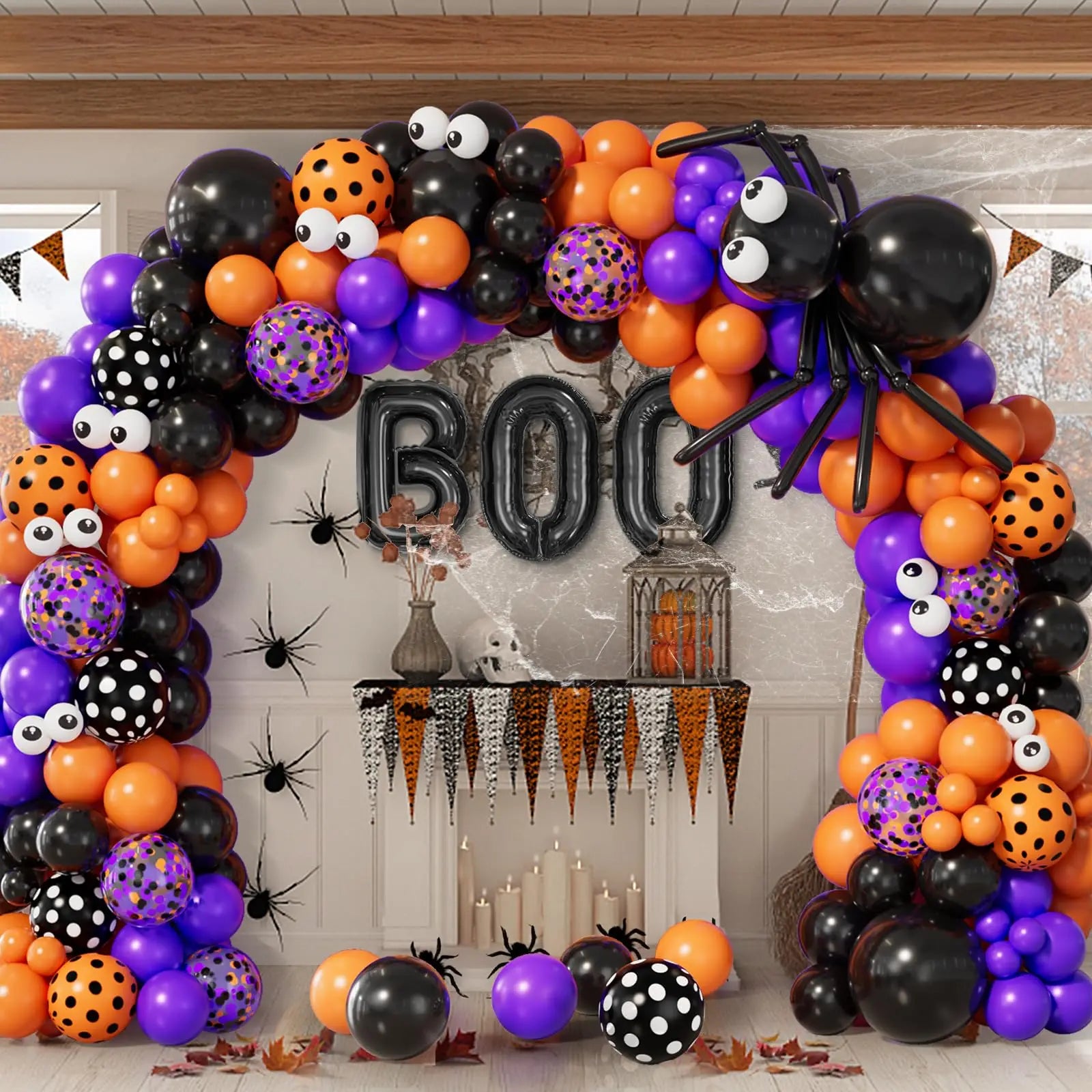 122pcs BOO Halloween Balloon Garland Arch Kit Halloween Theme Party Backdrop Birthday Baby Shower Decoration