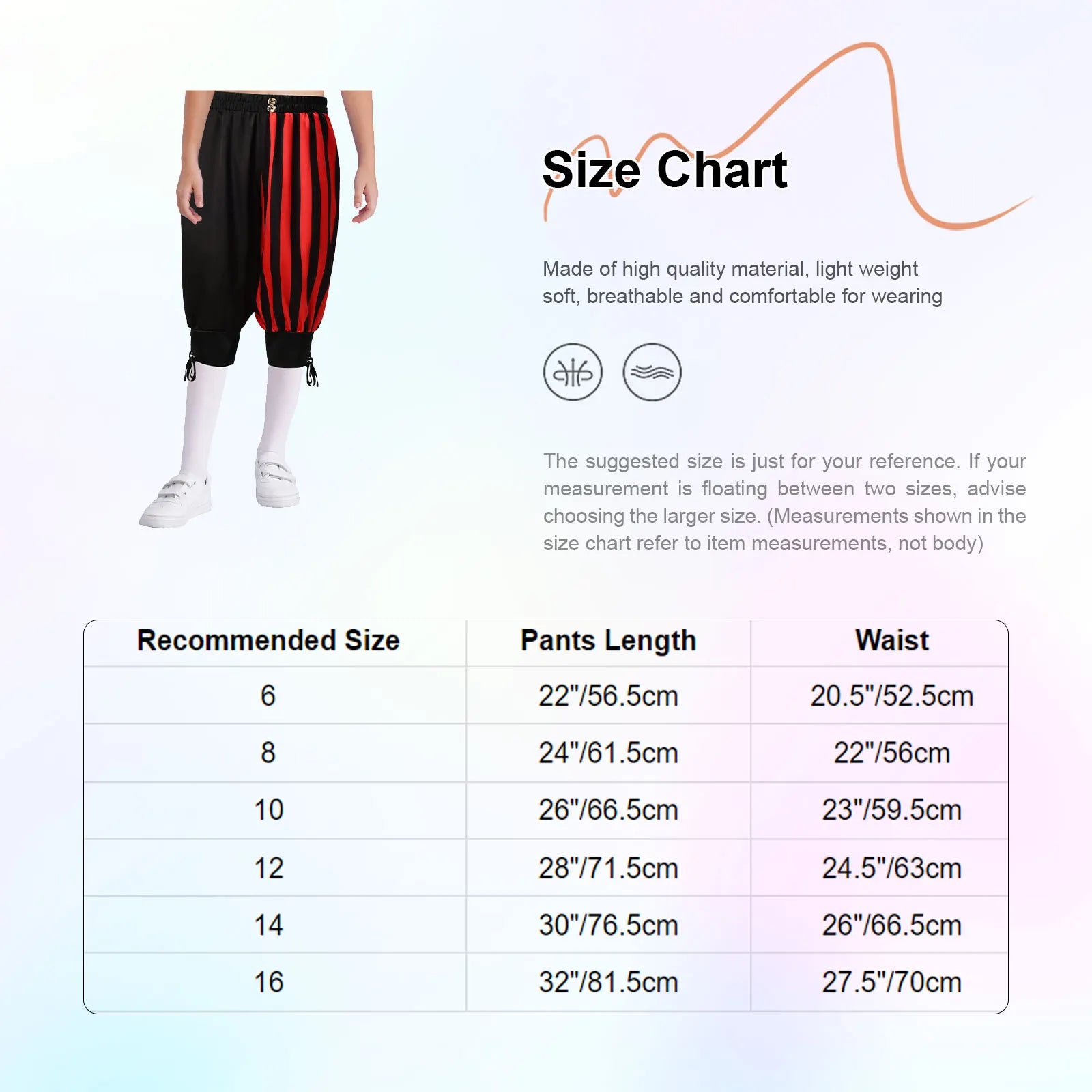 Boys Gothic Medieval Renaissance Costume Halloween Pants with Ankle Banded Wide Elastic Waistband Stripes Cosplay Party Dress Up