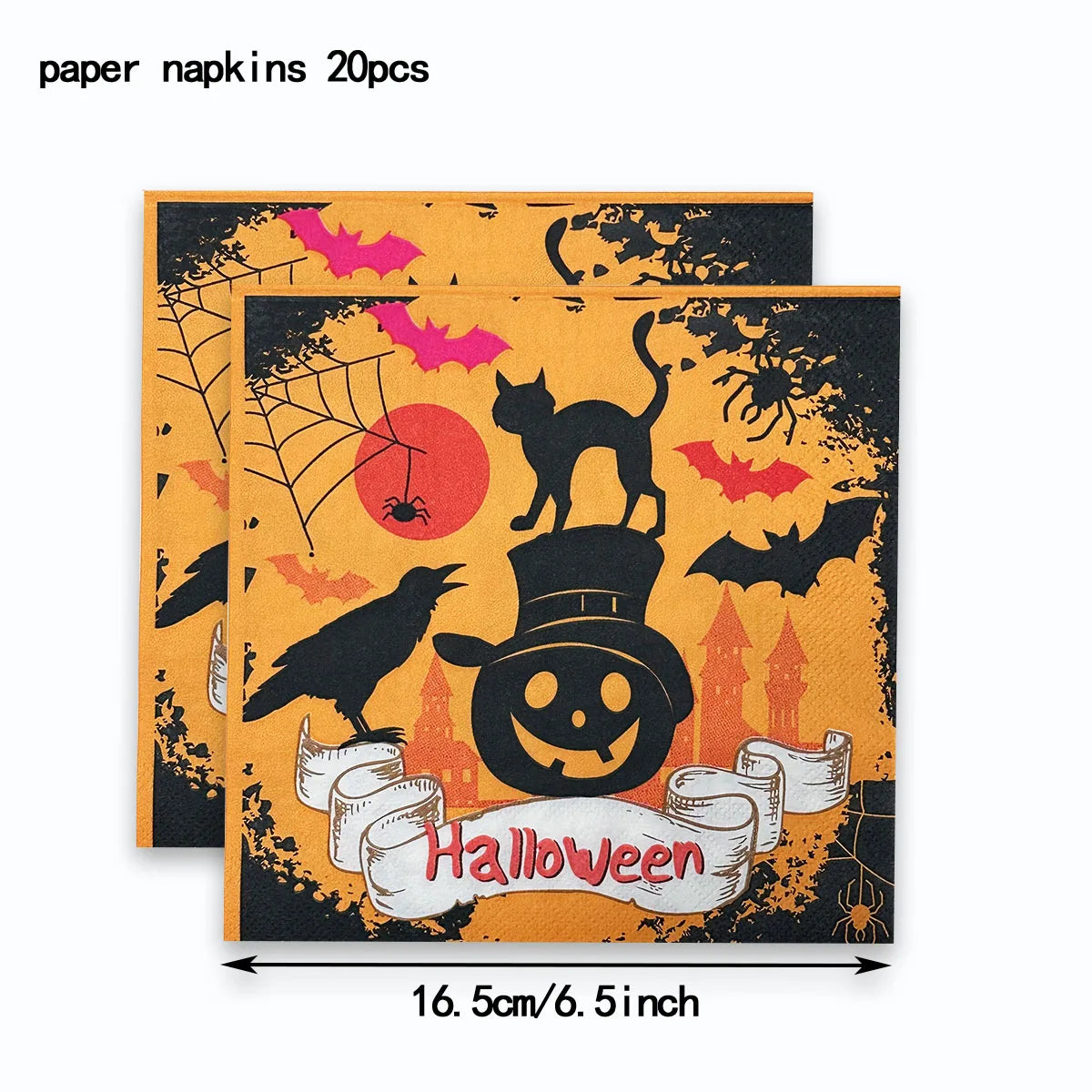 Halloween Theme Birthday Party Decorations Disposable Tableware Set Paper Plates Napkins Cups