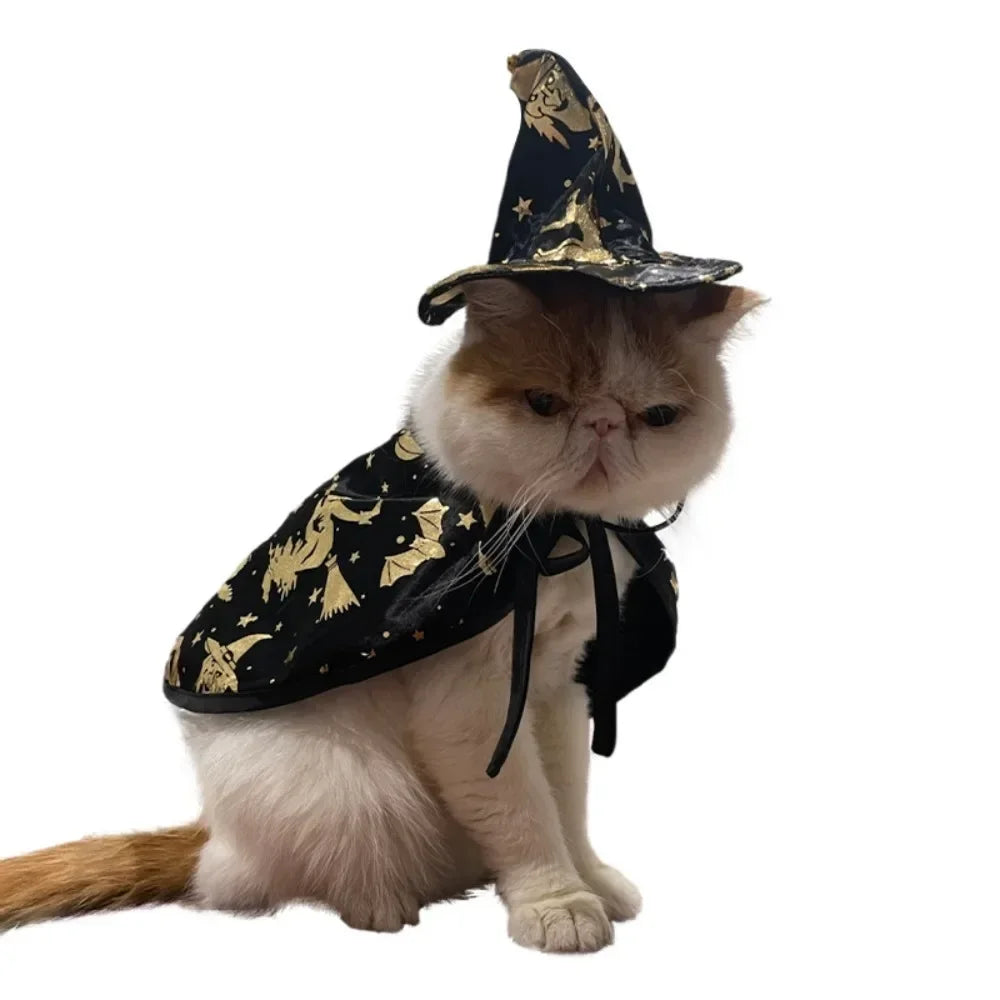 Halloween Pet Costume Pumpkin Cloak Hat Spooky Funny Animal Outfit for Cats Dogs Festival Party Cosplay Cute Clothing