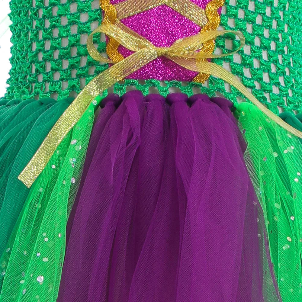 Halloween Children Costume Tulle Dress Girls Cosplay Vestidos Party Evil Queen Mesh Princess Dress Kids Crow Wand