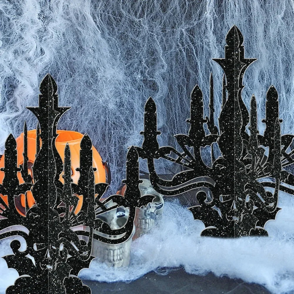 Halloween Decoration 3D Ornament Halloween Party Decoration Candlestick Ornament Ghost House Table Arrangement