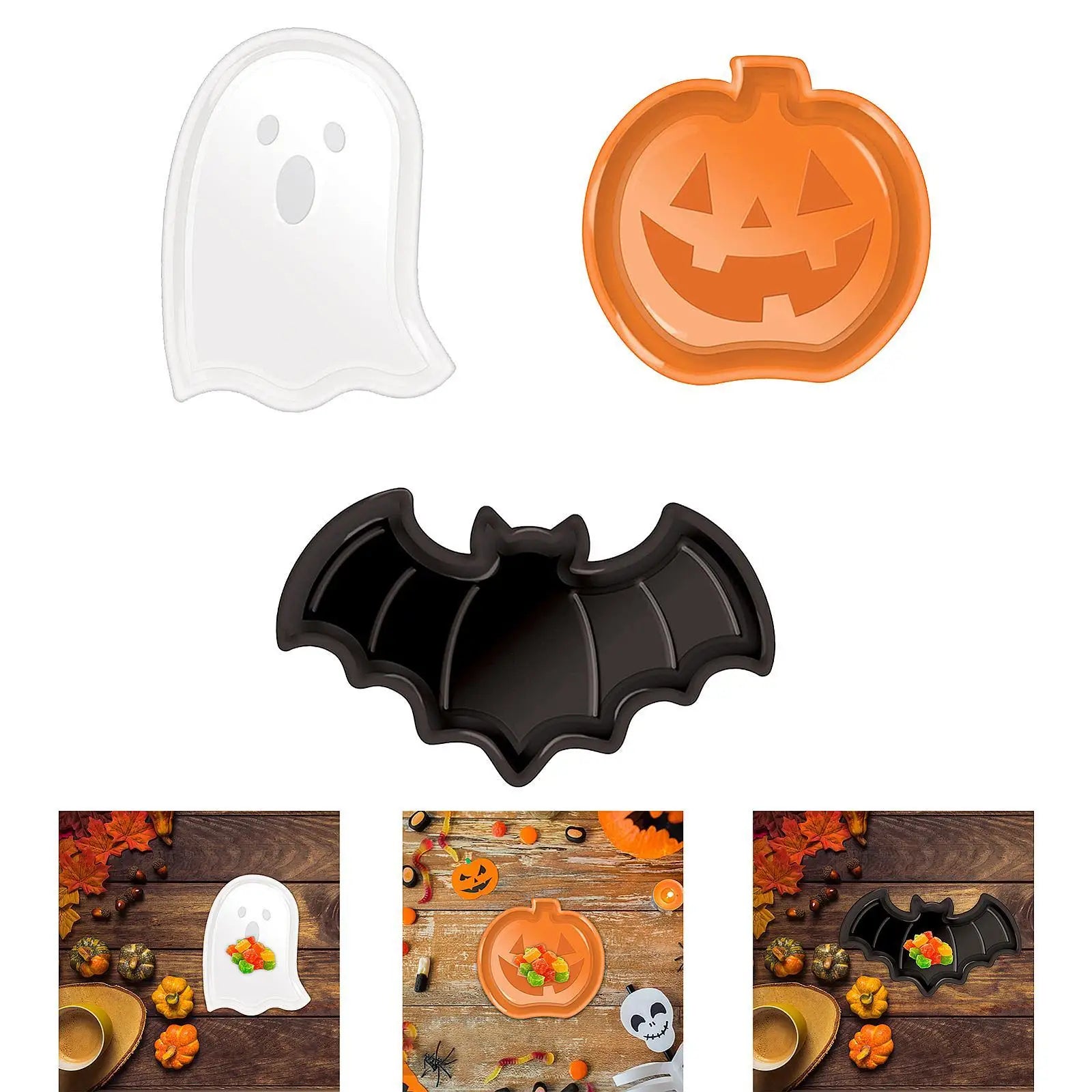 Halloween Serving Tray Table Supplies Halloween Decoration Fruit Bowl Snack Plate for Candy Fruits Snacks Cookies Kitchen