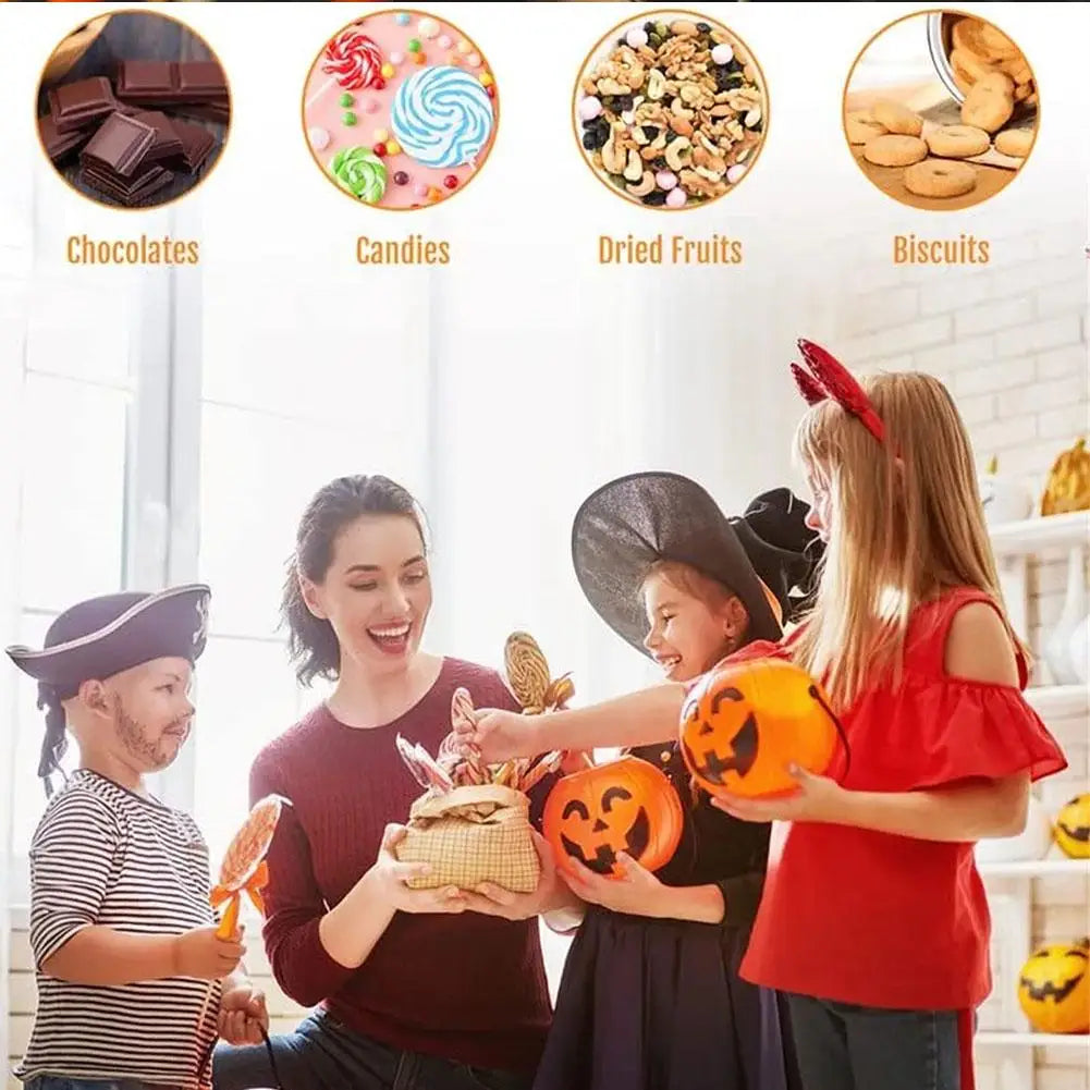 Halloween Pumpkin Treat Pail Portable Jack-O-Lantern Buckets Trick Or Treat Decoration For Kids Halloween Party Favors Room Deco