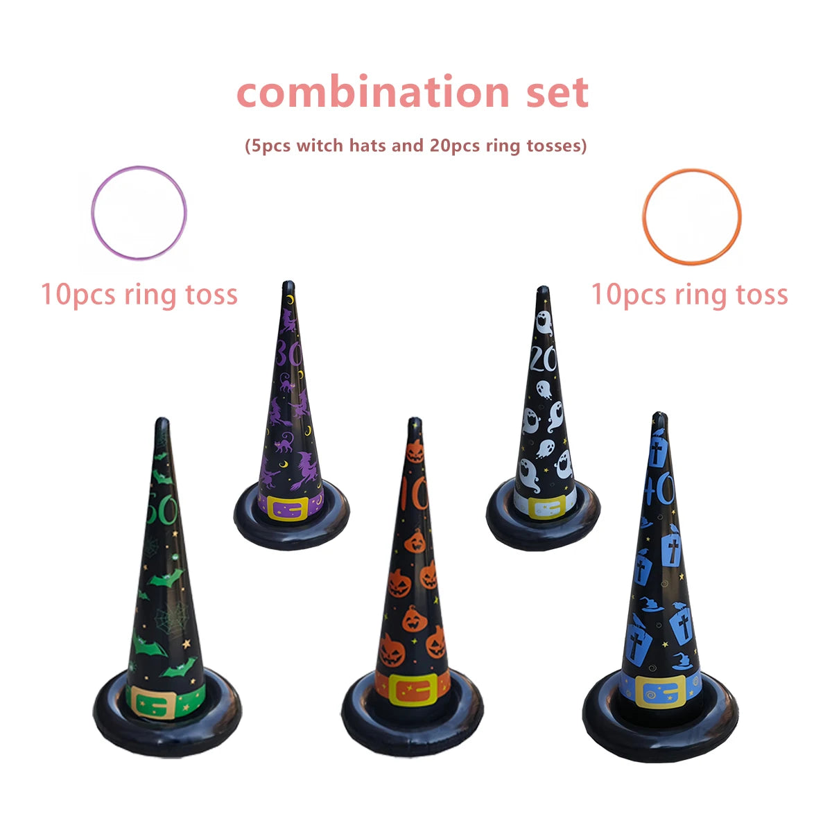 Halloween ring toss game set with inflatable witch hat - the perfect choice for indoor and outdoor parties