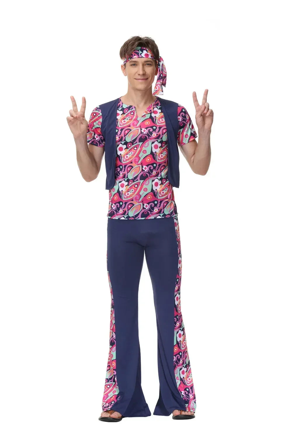 Halloween Costumes Men Women Retro 80s Hippie Costume Disco Hip-Hop Couples Cosplay Carnival Party Fancy Dress Up for Adult