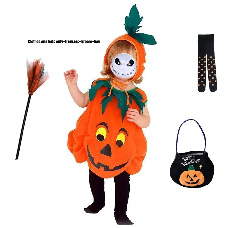 Kids Halloween Pumpkin Costume for Toddler Boys Girls Party Costume Romper Toddler Baby Jumpsuit Cosplay Children Clothes