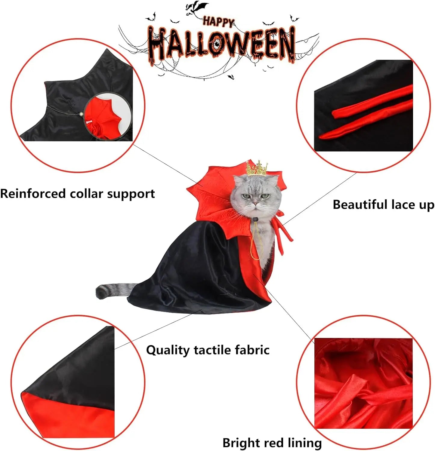 Halloween Pet  Cosplay Vampire Costumes for Small Cats Dogs  Cape Kitten Puppy Dress Kawaii Clothes Holiday Photo Props Gift