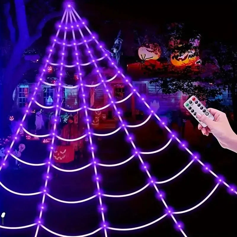 Purple Halloween Star Waterfall Hanging Light – Spooky Party & Gothic Decor