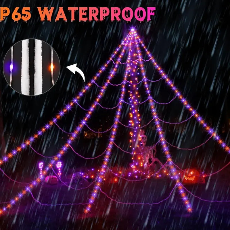 Purple Halloween Star Waterfall Hanging Light – Spooky Party & Gothic Decor
